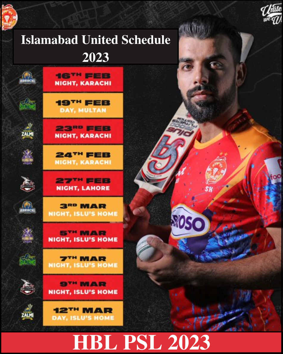 Islamabad United Schedule 2023