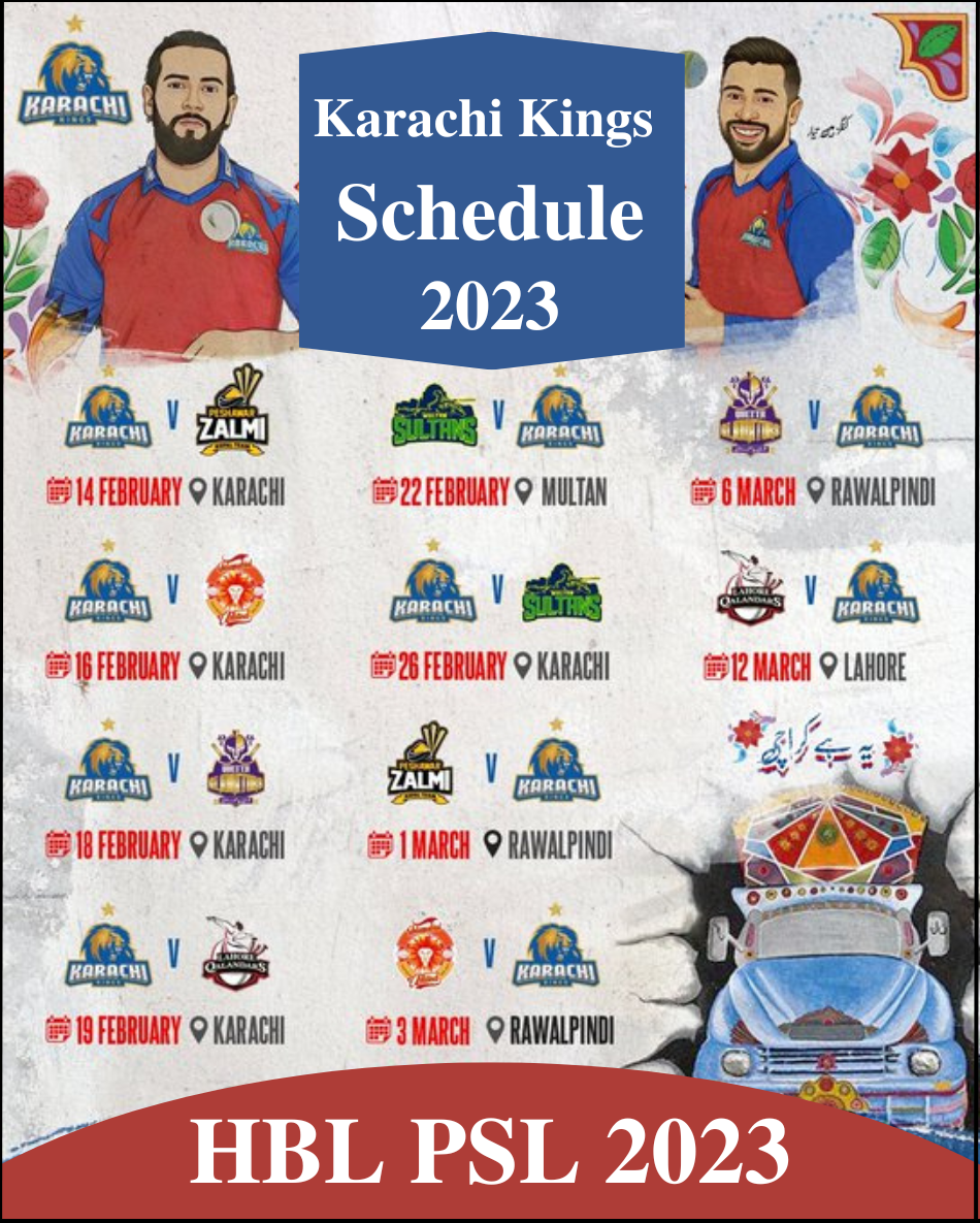 Karachi Kings Schedule 2023