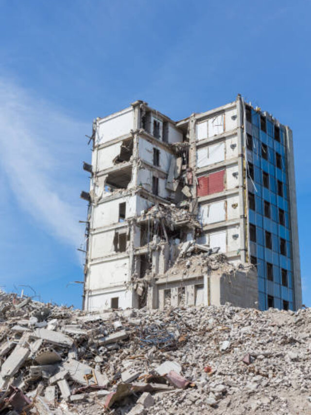 Pieces of Metal and Stone are Crumbling from Demolished